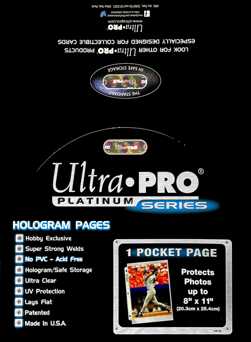 Ultra PRO: Platinum Hologram 1-Pocket Pages - 3-Holes (8.5" x 11" / 100-Pack) - for just $0! 
