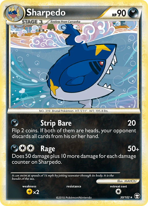 Sharpedo (30/102) [HeartGold & SoulSilver: Triumphant] - for just $1.70! 