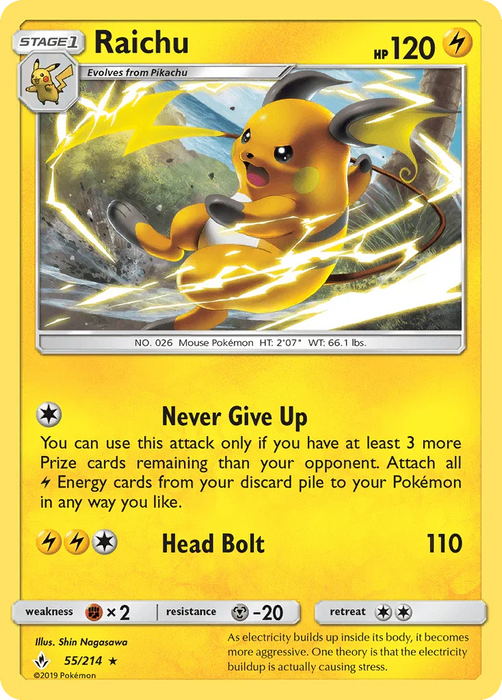 Raichu (55/214) [Sun & Moon: Unbroken Bonds] - for just $0.25! 