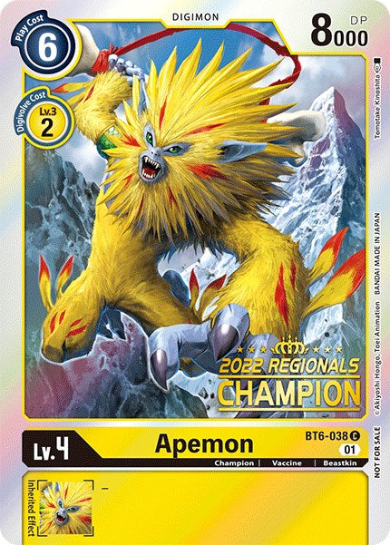 Apemon [BT6-038] (2022 Championship Online Regional) (Online Champion) [Double Diamond Promos] - Just $12.25! Shop now at Retro Gaming of Denver