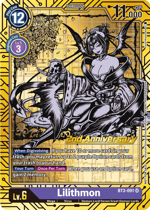 Lilithmon [BT3-091] (2nd Anniversary Card Set) [Release Special Booster Promos] - Just $2.05! Shop now at Retro Gaming of Denver