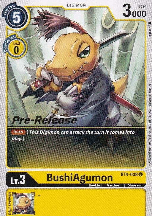 BushiAgumon [BT4-038] [Great Legend Pre-Release Promos] - Just $0.35! Shop now at Retro Gaming of Denver