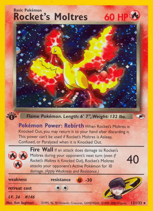 Rocket's Moltres (12/132) [Gym Heroes 1st Edition] - for just $92.25! 