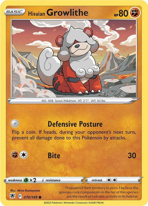 Hisuian Growlithe (070/189) [Sword & Shield: Astral Radiance] - for just $0.10! 