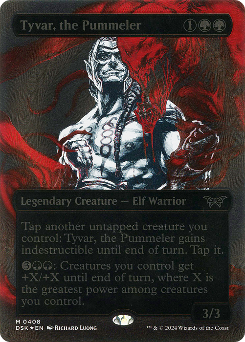 Tyvar, the Pummeler (DSK-408) - Duskmourn: House of Horror: (Showcase) (Borderless) Foil - for just $10.03! 