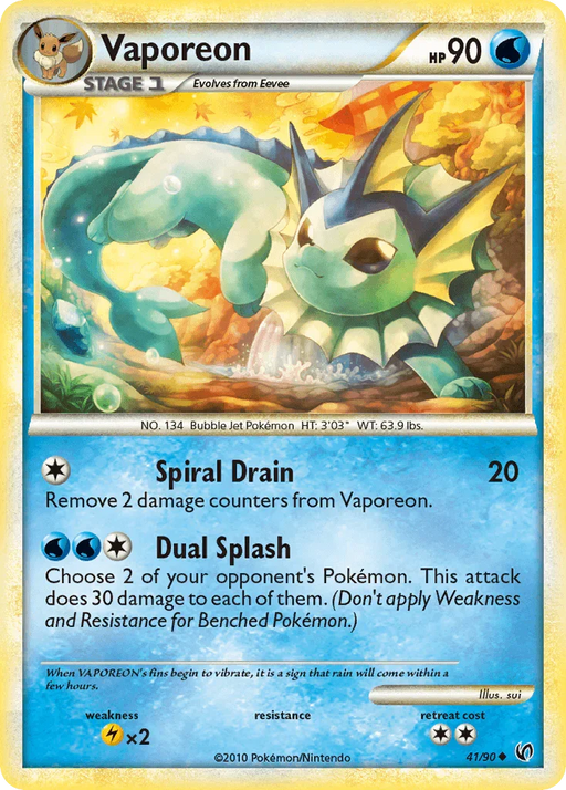 Vaporeon (41/90) [HeartGold & SoulSilver: Undaunted] - for just $4.45! 