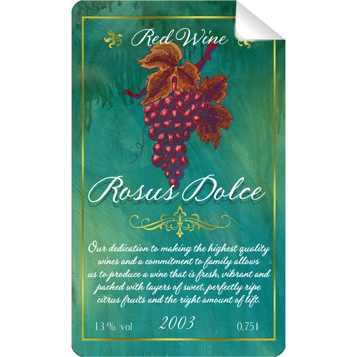 Rosus Dolce Wine Bottle Self Adhesive Label - for just $3! 