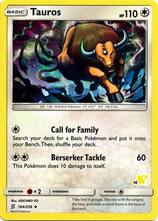 Tauros (164/236) (Pikachu Stamp #14) [Battle Academy 2020] - Just $0.10! Shop now at Retro Gaming of Denver