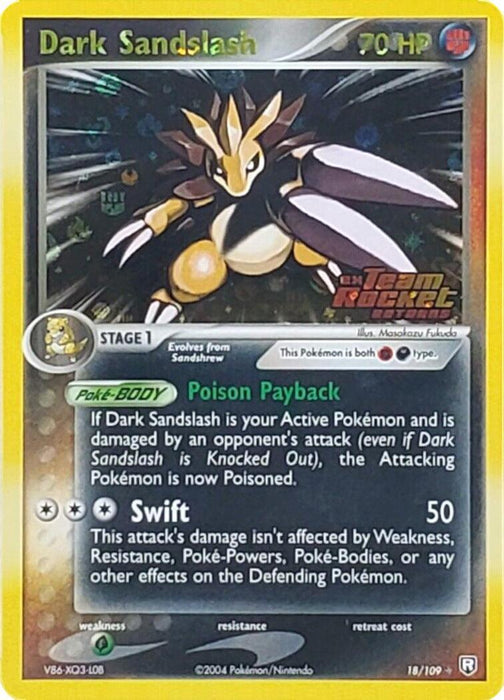 Dark Sandslash (18/109) (Stamped) [EX: Team Rocket Returns] - for just $34! 