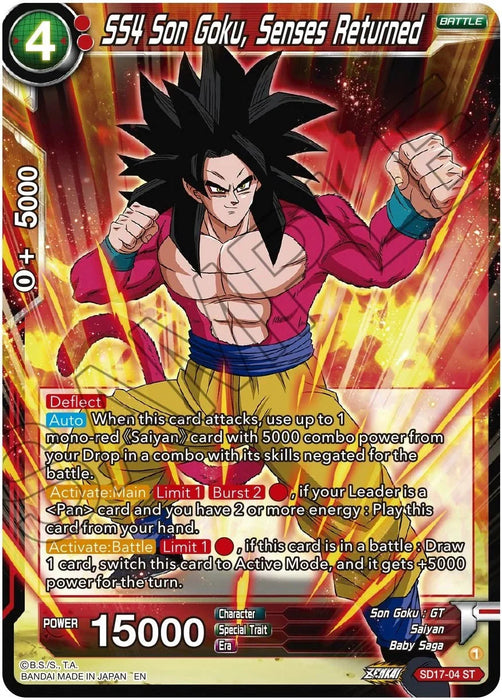 SS4 Son Goku, Senses Returned (SD17-04) [Dawn of the Z-Legends] - for just $0.15! 