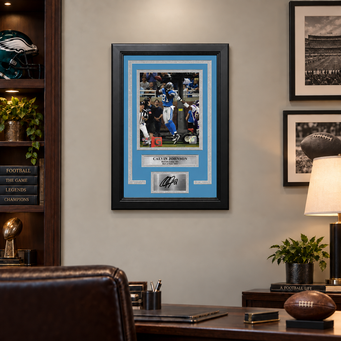 Calvin Johnson v. Vikings Detroit Lions 8" x 10" Framed Football Photo with Engraved Autograph - for just $79.99! 