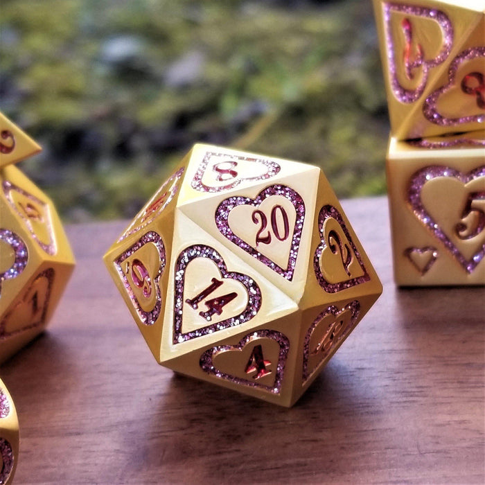 Valentine Heart Metal Dice Set - Just $39.99! Shop now at Retro Gaming of Denver