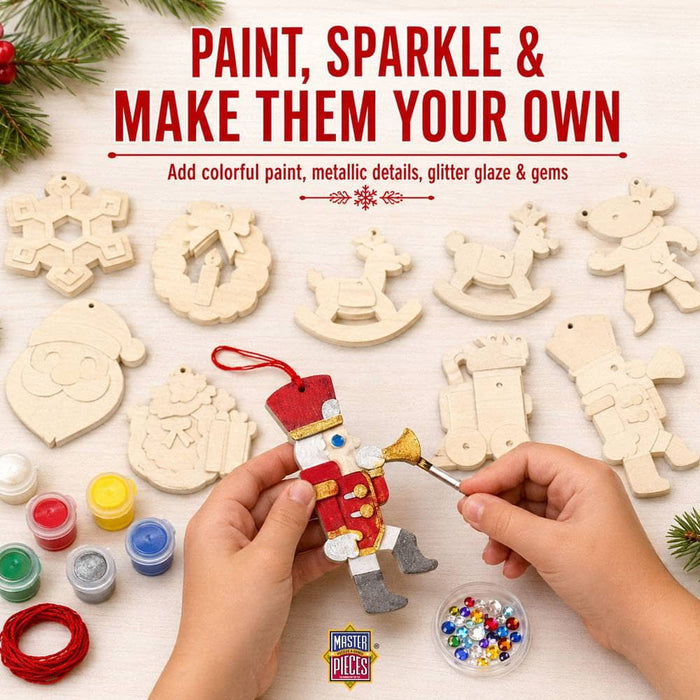12 Holiday Ornaments Wood Craft & Paint Kit - for just $24.99! 