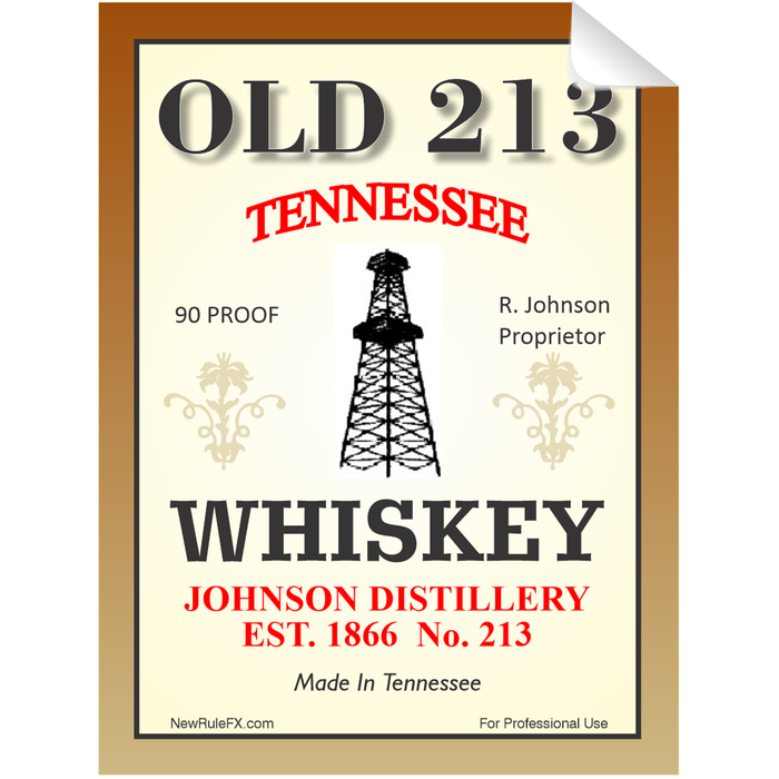 Old 213 Whiskey Single Self Adhesive Label - License and Royalty Free for Film Use - for just $3! 