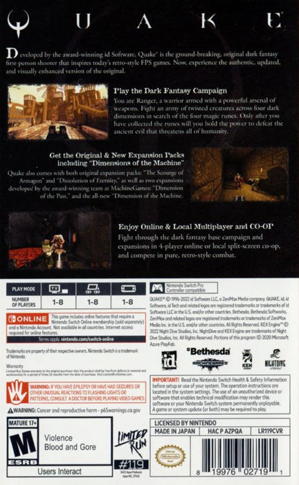 Quake [Limited Run #119] – Nintendo Switch (NS) - for just $39.99! 