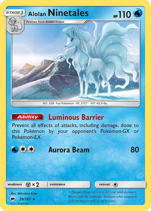 Alolan Ninetales (28/147) (Cracked Ice Holo) (Theme Deck Exclusive) [Sun & Moon: Burning Shadows] - for just $3.95! 