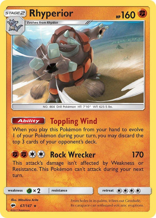 Rhyperior (67/147) (Theme Deck Exclusive) [Sun & Moon: Burning Shadows] - for just $0.20! 