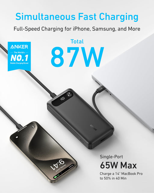 Anker Power Bank (20K, 87W, Built-In USB-C Cable) - for just $69.99! 