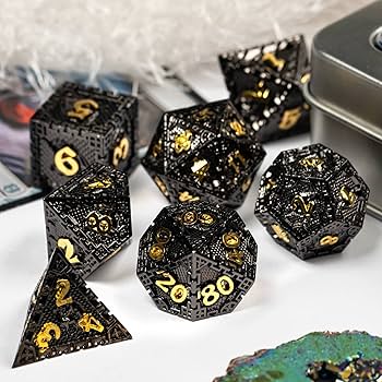 Hollow Metal 7 Pieces Polyhedral Snowflake Theme Dice Set - for just $49.99! 