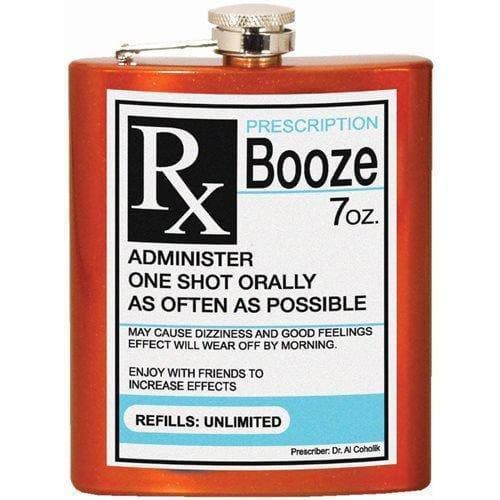 Booze Prescription 7oz. Hip Flask - Just $12.55! Shop now at Retro Gaming of Denver