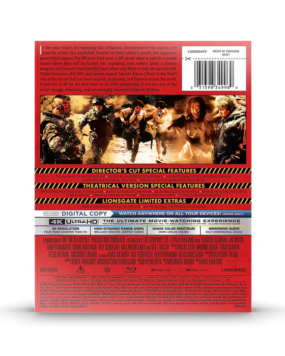 Battle Royale - 25th Anniversary Limited Edition Steelbook (4K Ultra HD + Blu-ray + Digital) - for just $46.99! 