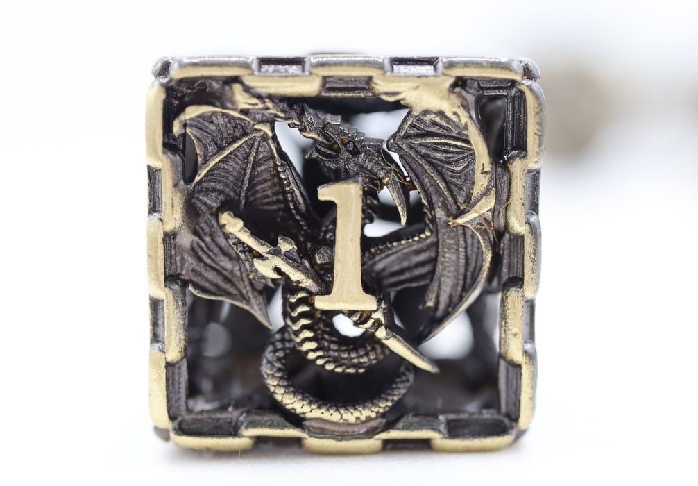 Chained Dragon: Bronze - Hollow Metal RPG Dice Set - for just $64.99! 