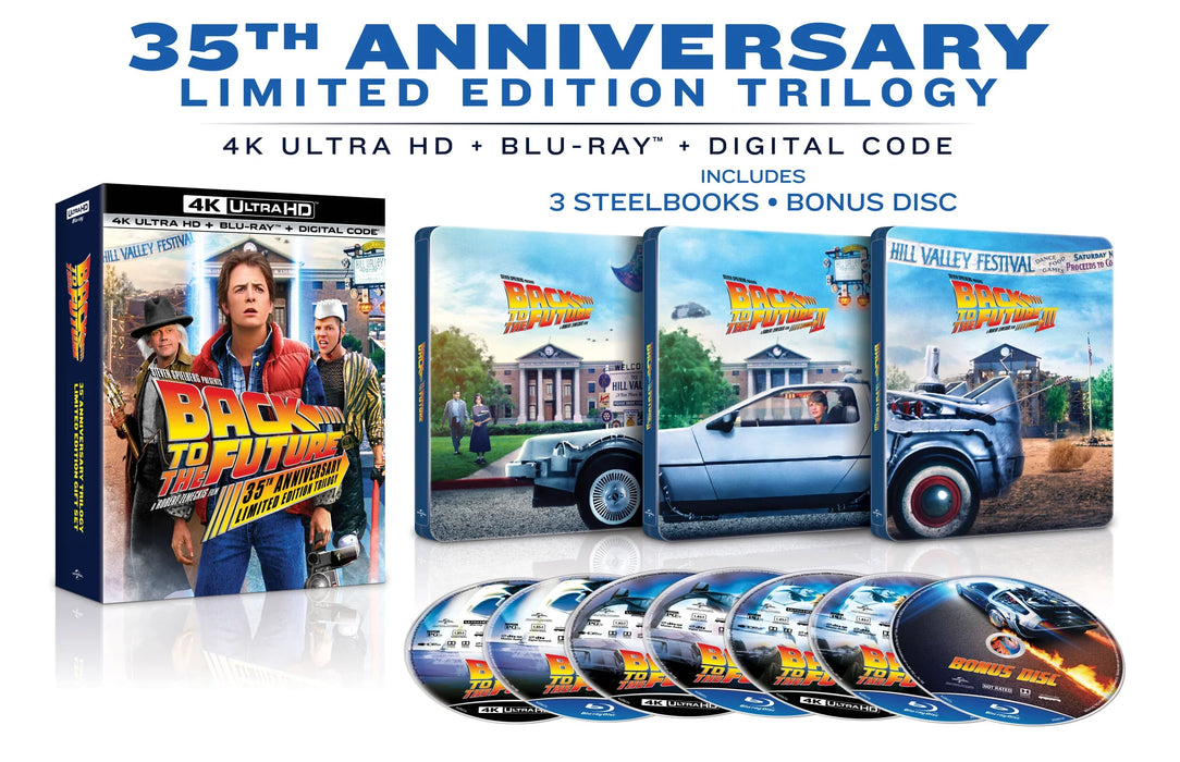 Back to the Future Trilogy - 35th Anniversary Steelbook Boxset (4K Ultra HD + Blu-ray + Digital) - for just $87.99! 