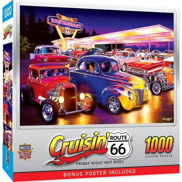 Cruisin' Route 66 - Friday Night Hot Rods 1000 Piece Jigsaw Puzzle - for just $16.99! 