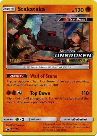 Stakataka (SM180) (Staff Prerelease Promo) [Sun & Moon: Black Star Promos] - for just $1.60! 