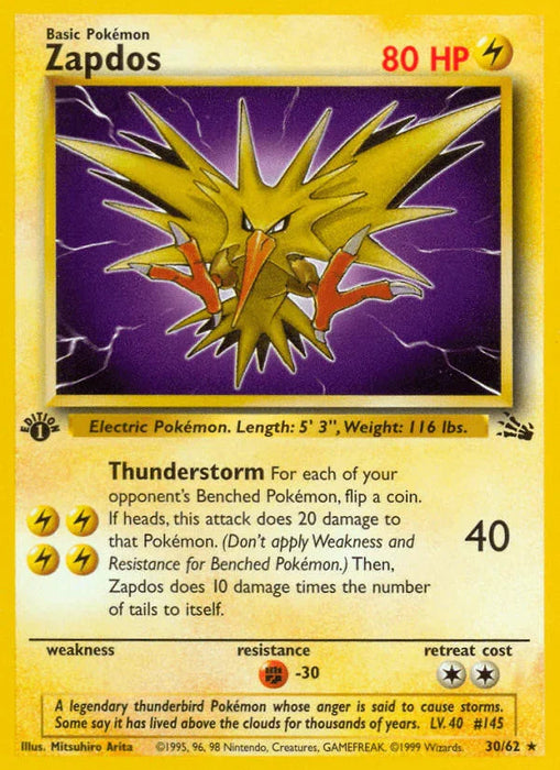 Zapdos (30/62) [Fossil 1st Edition] - for just $6.60! 