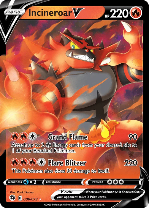 Incineroar V (008/073) [Sword & Shield: Champion's Path] - for just $0.75! 
