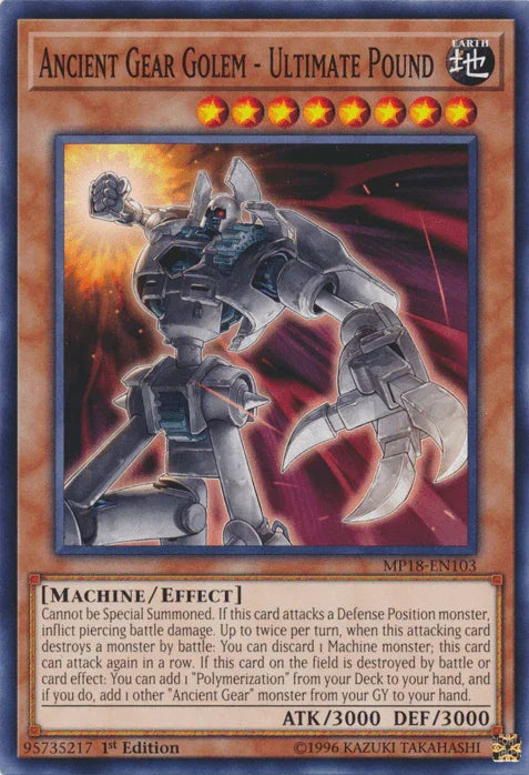Ancient Gear Golem - Ultimate Pound [MP18-EN103] Common - for just $0.10! 