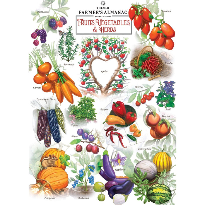 Farmer's Almanac - Fruits, Vegetables, & Herbs 1000 Piece Jigsaw Puzzle - for just $16.99! 