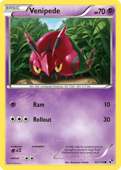 Venipede (52/114) [Black & White: Base Set] - for just $0.10! 