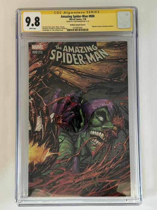 [Signed by Tyler Kirkham] Amazing Spider-Man #800 CGC 9.8 Yellow Label Exclusive Var - for just $125! 
