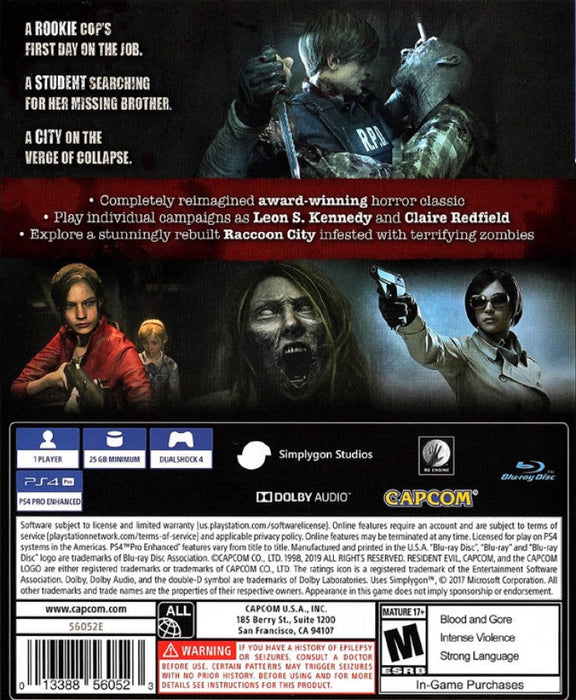 Resident Evil 2 – PlayStation 4 (PS4) - for just $16.99! 