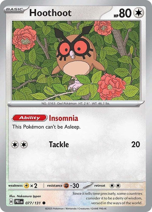 Hoothoot (077/131) [Scarlet & Violet: Prismatic Evolutions] - for just $0.10! 