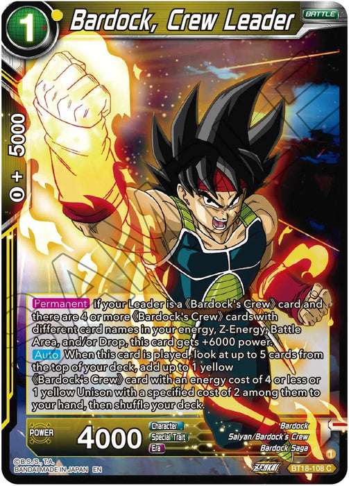 Bardock, Crew Leader (BT18-108) [Dawn of the Z-Legends] - for just $0.10! 