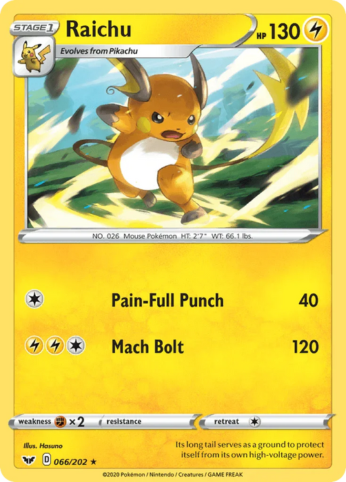 Raichu (066/202) [Sword & Shield: Base Set] - for just $0.15! 