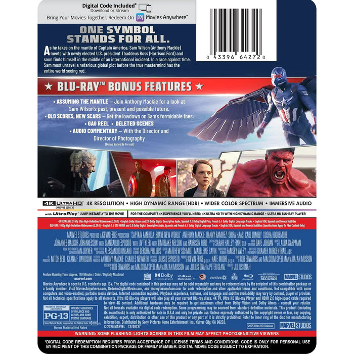 Captain America: Brave New World - Limited Edition Steelbook (4K Ultra HD + Blu-ray + Digital) - for just $54.99! 