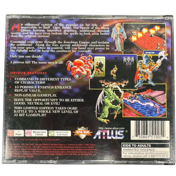Ogre Battle [Complete In Box]  – PlayStation 1 (PS1) - for just $171.99! 