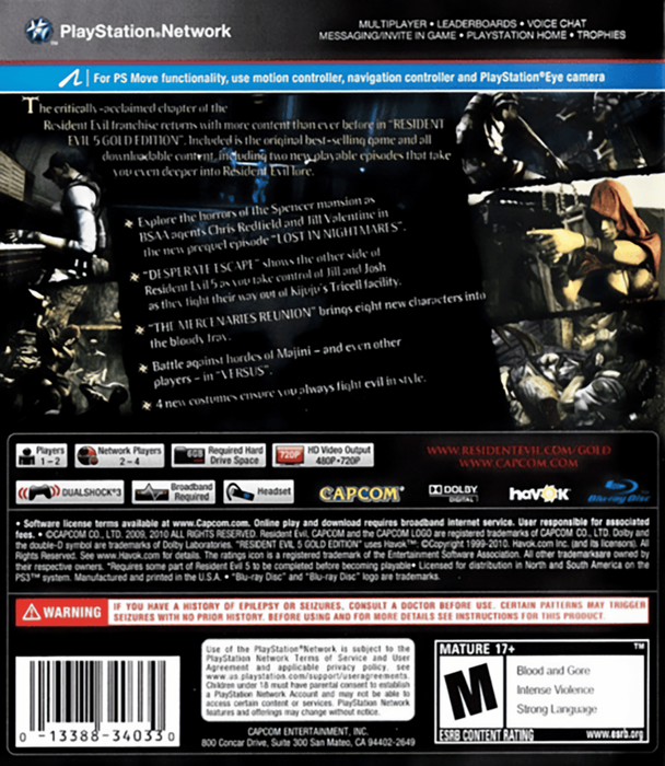 Resident Evil 5 [Gold Edition] – PlayStation 3 (PS3) - for just $14.99! 