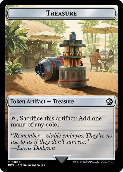 Treasure (0002) / Golem Double-Sided Token (Universes Beyond: Jurassic World Collection) Damaged / Poor Foil - for just $0.30! 