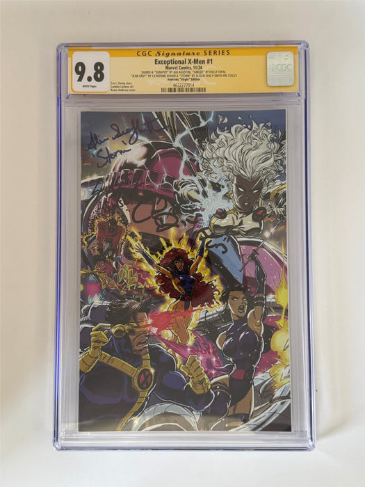 [Signed by Catherine Disher | Gui Agustini | Holly Chou | Alison Sealy-Smith] Exceptional X-Men #1 CGC 9.8 Yellow Label Kaare Andrews Exclusive Virgin Var - for just $250! 
