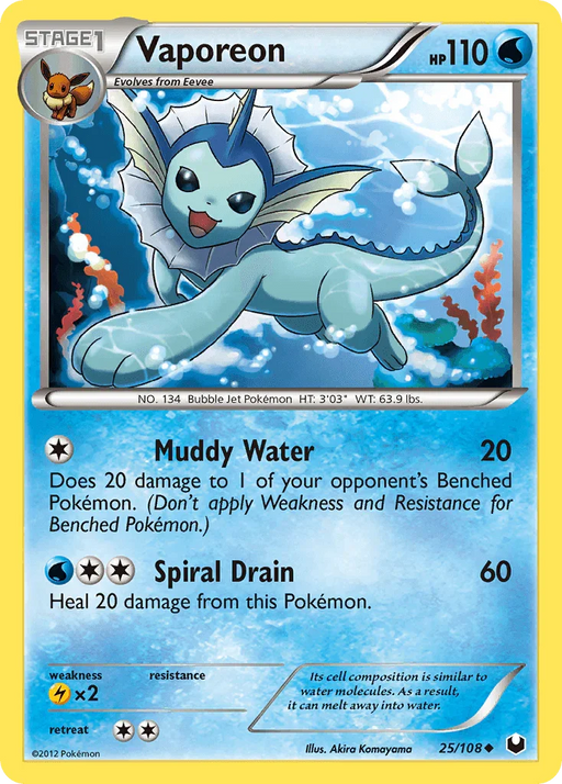 Vaporeon (25/108) [Black & White: Dark Explorers] - for just $2.95! 