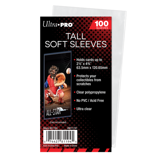 Ultra PRO: 100ct Soft Sleeves - Tall (2 1/2" x 4-3/4") - Just $0! Shop now at Retro Gaming of Denver