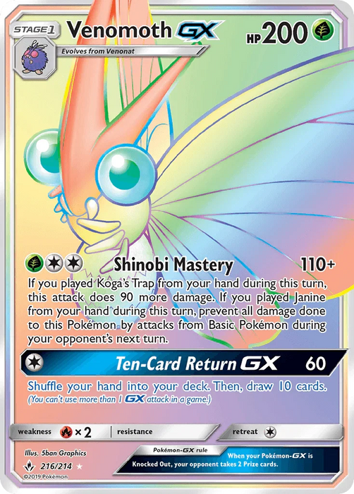 Venomoth GX (216/214) [Sun & Moon: Unbroken Bonds] - for just $6! 