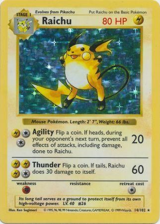 Raichu (14/102) [Base Set (Shadowless)] - Just $67.70! Shop now at Retro Gaming of Denver