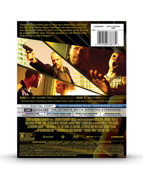 Crank - Limited Edition Steelbook (4K Ultra HD + Blu-ray + Digital) - for just $35.99! 