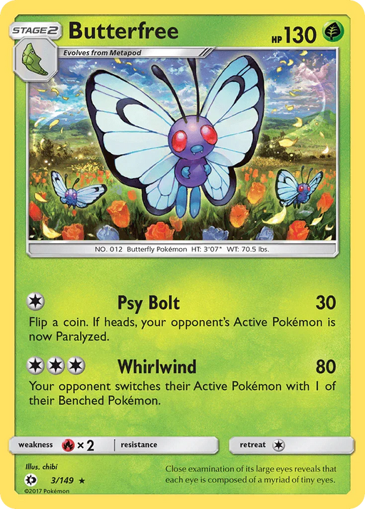 Butterfree (3/149) [Sun & Moon: Base Set] - for just $0.15! 